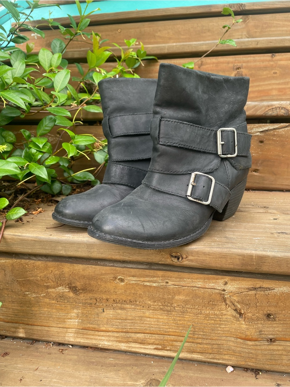Women's Black Buckle Ankle Boots